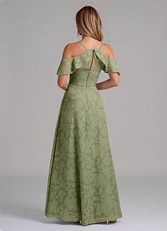 Azazie Dakota Bridesmaid Dresses Pistachio A-Line Off the Shoulder Floral Burnout Dress image2