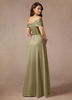 Azazie Amelia vestidos de madre de la novia Vestido de Musgo Verde de Satén Elástico de Corte En A con Vestidos sin tirantes image2