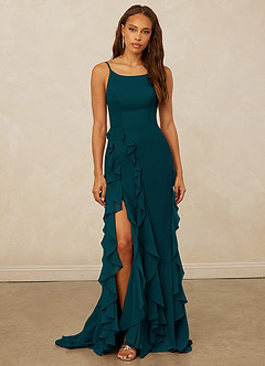 Christian Siriano Bridal for Azazie 1006 Bridesmaid Dresses Pine Mermaid Ruched Chiffon Dress image3