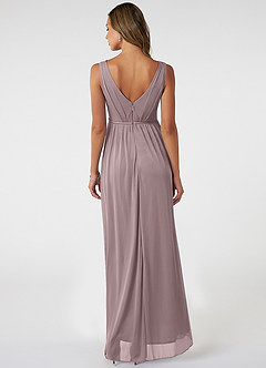Azazie Tanicia Bridesmaid Dresses Dusk A-Line V-Neck Pleated Mesh Dress image2