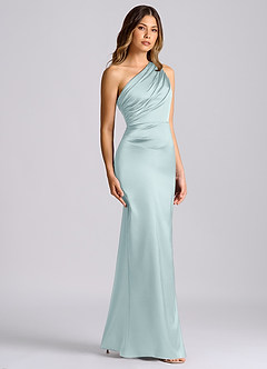 Azazie Akilah Brudtärnklänningar Klä av Sjöjungfru i Stretch Satin Ena axeln Dimma image3