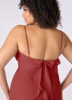 Barbie ♥ Azazie Bridesmaid Dresses Rust Sheath Bow Chiffon Dress image8