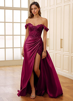 Rowane Burgundy Corset Rhinestone Sheer Lace Prom Dress image7
