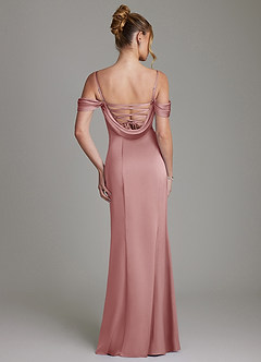 Azazie Nira Bridesmaid Dresses Dusty Rose Mermaid Corset Stretch Satin Dress image8