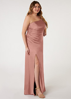 Azazie Eren Bridesmaid Dresses Rosette Mermaid One Shoulder Stretch Satin Dress image8