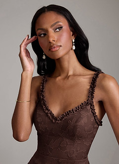 Azazie Corina Final Sale Black Mermaid Ruched Floral Burnout Dress image4