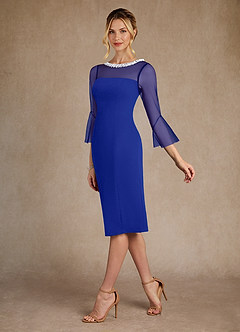 Azazie Bellevue Mother of the Bride Dresses Royal Blue Sheath Beaded Stretch Crepe Dress image5