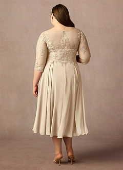Azazie Marge Mother of the Bride Dresses Champagne A-Line Scoop Lace Chiffon Dress image2