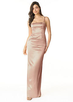 Azazie Kae Final Sale English Rose Sheath Metallic Satin Dress image1