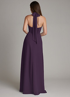 Azazie Myra Bridesmaid Dresses Plum A-Line High Neck Chiffon Dress image2