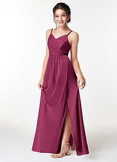 Azazie Luxy Junior Mulberry Pleated Mesh Dress image4