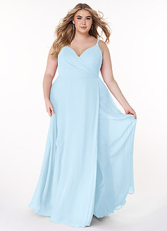 Azazie Lennon Bridesmaid Dresses Sky Blue A-Line Lace Chiffon Dress image7