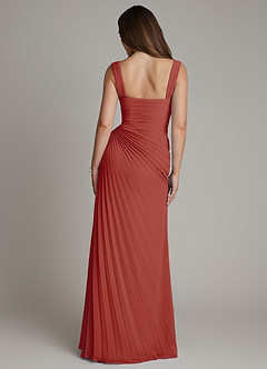 Azazie Amberly Bridesmaid Dresses Terracotta Sheath Sweetheart Neckline Chiffon Dress image2