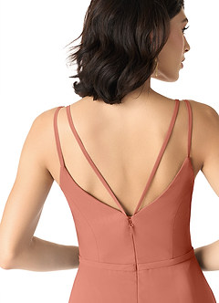 Azazie Janine Brautjungfernkleider A-Linie V-Hals Chiffon Kleid Lehm image5