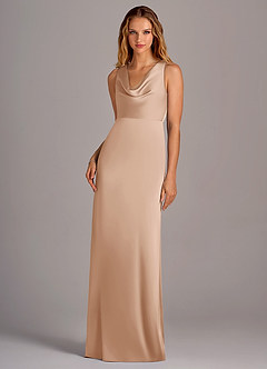 Azazie Wrenlee Bridesmaid Dresses English Rose A-Line Stretch Satin Dress image1