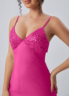 Paloma Hot Pink Satin Beading Back Bow Summer Maxi Dress image7