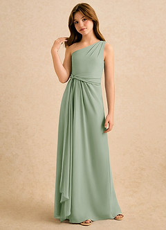 Azazie Tilda Girls Formal Flower Girl Klänningar Klä Tubklänning i Chiffong Ena axeln image4