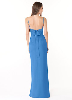 Azazie Mai Brautjungfernkleider Etui Plissee Chiffon Kleid Blauhäher image2