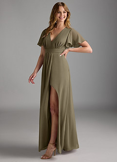 Azazie Zaniah Bridesmaid Dresses Willow Green A-Line Chiffon Dress image5