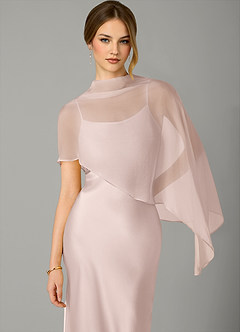 Azazie Jaleesa Morsiusneito Mekot A-linja Korkea kaulus Joustava satiini Lattian pituus Pukeutua image2