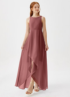Azazie Lizette Junior Amethyst A-Line Pleated Chiffon Dress image4
