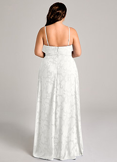 Azazie Moira Jurken voor bruidsmeisjes Jurk van Bloemen Burn-out met A-Lijn Zijsplit Wit image11