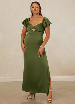 Christian Siriano Bridal for Azazie 1005 Bridesmaid Dresses Olive Sheath Sweetheart Neckline Stretch Satin Dress image9