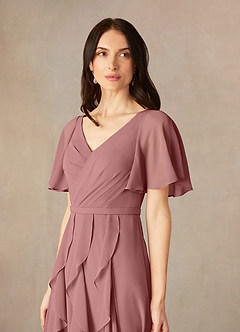 Azazie Watson Mother of the Bride Dresses Desert Rose A-Line V-Neck Chiffon Dress image3