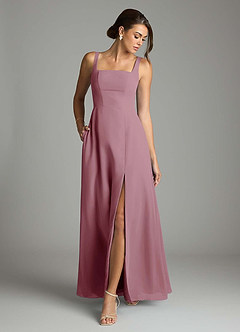 Azazie Debra Bridesmaid Dresses Vintage Mauve A-Line with Pockets Chiffon Convertible Dress image4