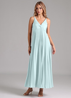 Azazie Raychelle Brautjungfernkleider A-Linie Plissee Stretch-Satin Kleid Seegrün image1