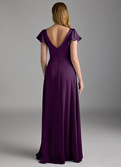 Azazie Omari Bridesmaid Dresses Grape A-Line Stretch Satin Dress image2