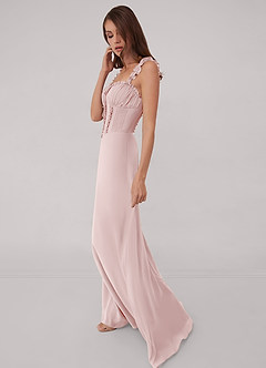 Barbie ♥ Azazie Bridesmaid Dresses Blushing Pink A-Line Sweetheart Neckline Chiffon Dress image3