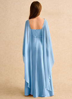 Azazie Fishie Girls Formal Flower Girl Dresses Powder Blue A-Line Matte Satin Dress image2