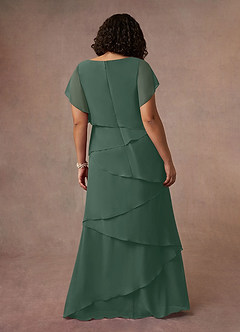 Azazie OHara Mother of the Bride Dresses Sea Moss A-Line V-Neck Chiffon Dress image14