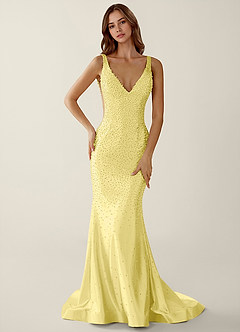 Roxana Lemon Sorbet V-neck Hot Rhinestones Corset Prom Dress image3