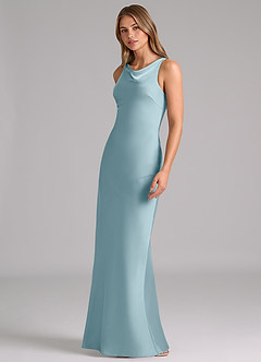 Azazie Allettie Bridesmaid Dresses Moody Blue Mermaid Stretch Satin Dress image4