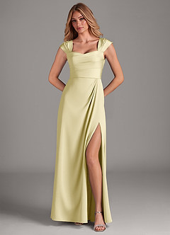 Azazie Laila 신부 들러리 드레스 A라인 스윗하트 네크라인 스트레치 새틴 바닥 길이 드레스 image4