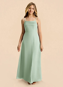 Azazie Lilly Junior Agave A-Line Pleated Chiffon Dress image5