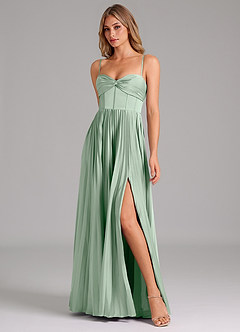 Azazie Tyla Bridesmaid Dresses Agave A-Line Sweetheart Neckline Stretch Satin Dress image4