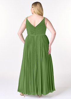 Azazie Raychelle Brautjungfernkleider A-Linie V-Hals Chiffon Kleid Basilikum image9