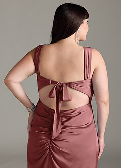 Azazie Jesaphine Bridesmaid Dresses Amethyst Sheath Bow Stretch Satin Dress image13