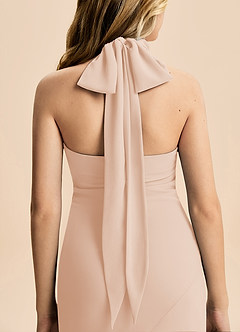 Azazie Velli Junior Meerjungfrau-Linie Hoher Kragen Chiffon Kleid Englisches Rosa image6