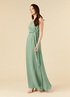 Azazie Marchioness Mother of the Bride Dresses Matcha A-Line Scoop Pleated Chiffon Dress image3