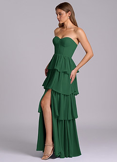 Azazie Faye Bridesmaid Dresses Dark Green A-Line Sweetheart Neckline Chiffon Dress image3