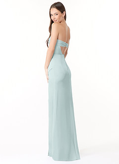 Azazie Leonis Robes de demoiselle d'honneur Robe Sirène Convertible en Satin extensible Plissée Brume image6