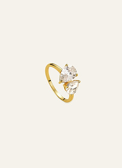 front Doppelter Birnenförmiger Zirkonia-Ring