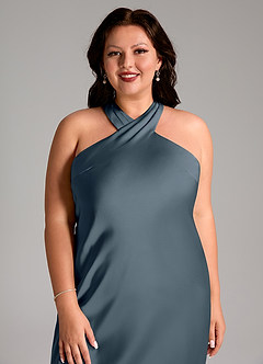 Azazie Doretta Brudtärnklänningar Klänning av Sjöjungfru i Stretch Satin Plisserad Skymning image11