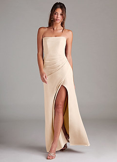 Azazie Leonis Bridesmaid Dresses White Alabaster Sheath Strapless Chiffon Convertible Dress image7