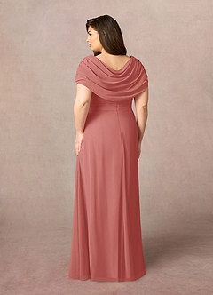 Azazie Mary vestidos de madre de la novia Vestido de Rosa Antigua de Gasa de Corte en A con Corte Lateral image8
