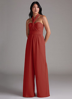 Azazie Lamara Brudtärnklänningar Jumpsuit av i Chiffong Av axeln Konvertibel image8